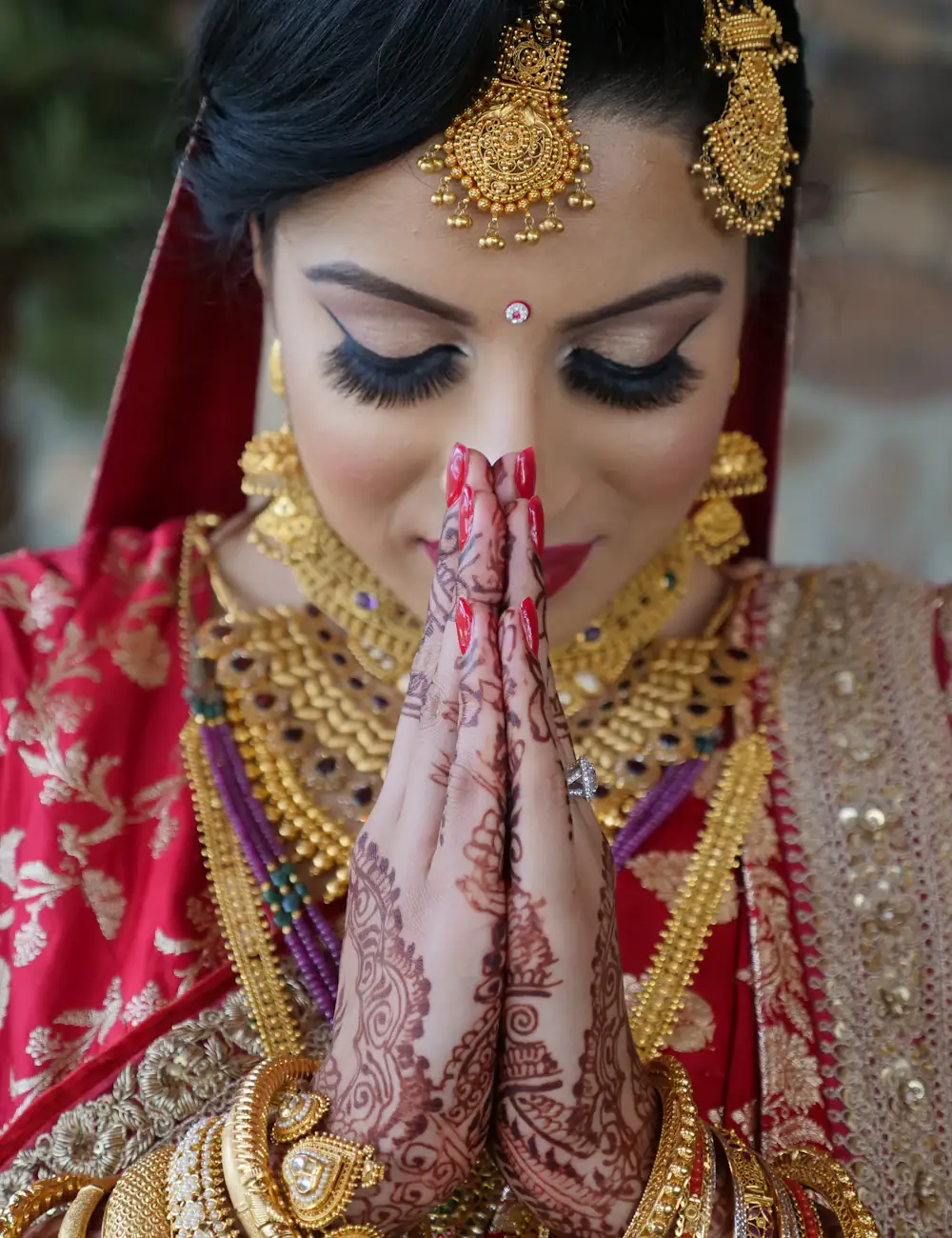 Bride with folded hands