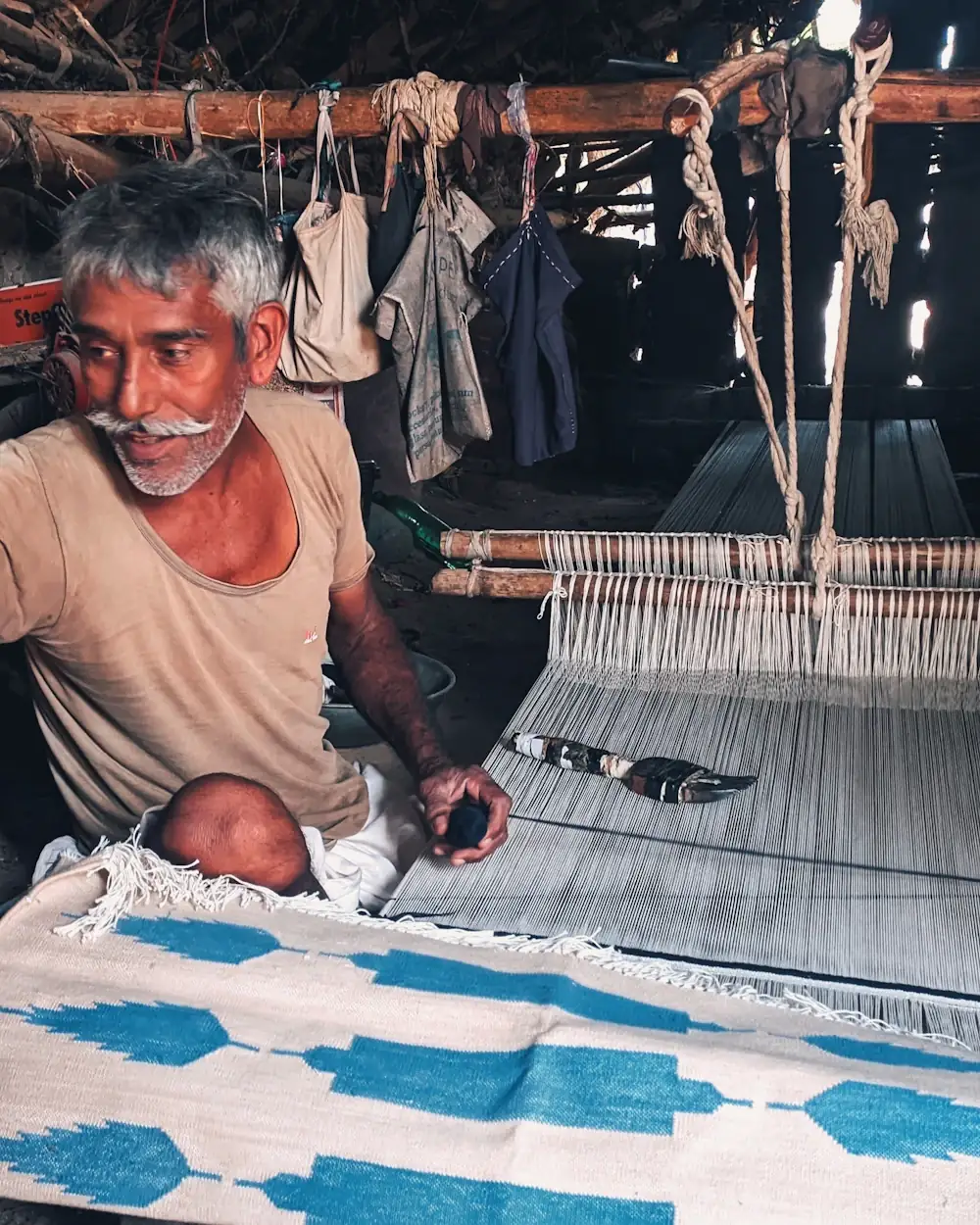 A master weaver at his handloom